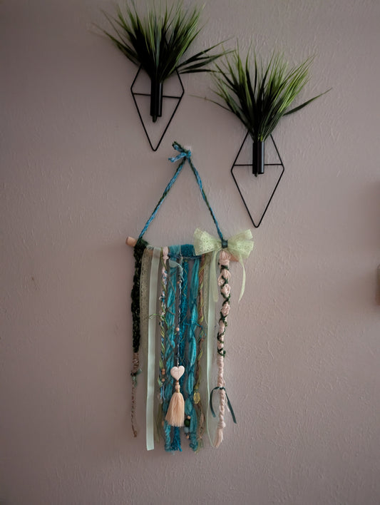 A line of greens and blues