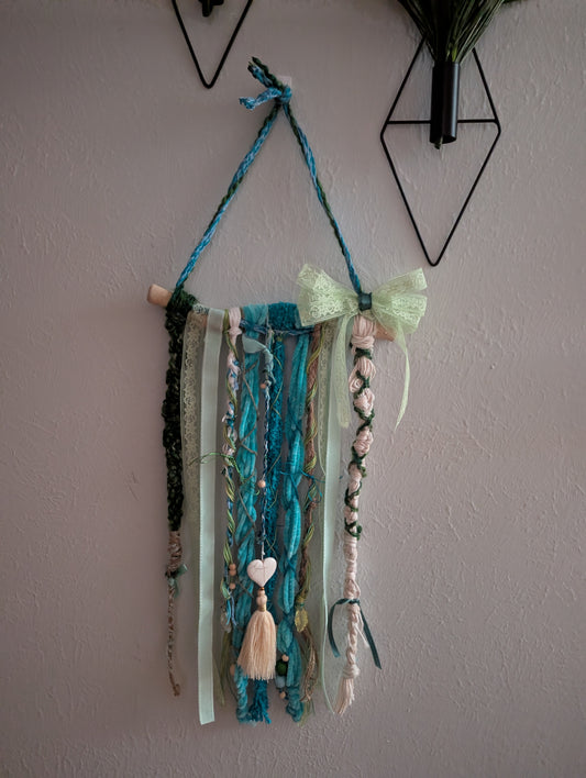 A line of greens and blues